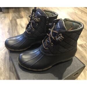 EUC Womens Sperry Black Quilted Duck/Rain Snow Boots Size 6